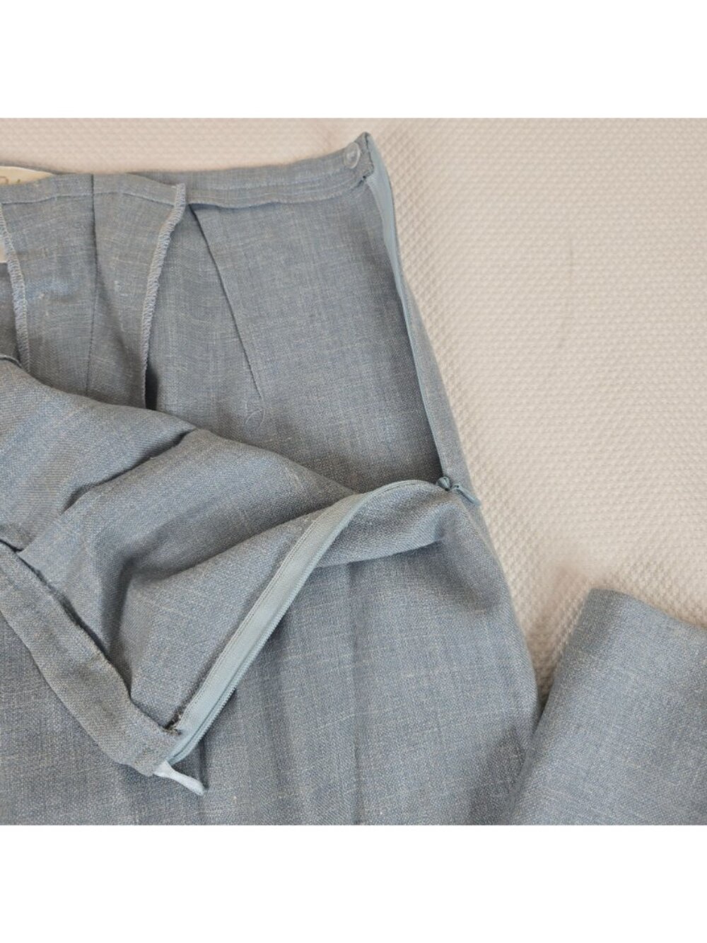 Vintage Escada Lt Blue Wool Silk Linen High-Waisted Trousers Pants Womens XS - Picture 3 of 8